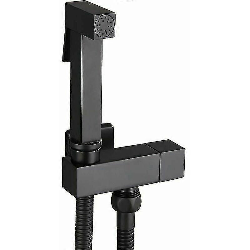 Kit di doccetta per WC, doccetta per bidet portatile in ottone nero, doccetta per bidet, doccetta per WC a parete, kit completo, igiene personale, G1/2