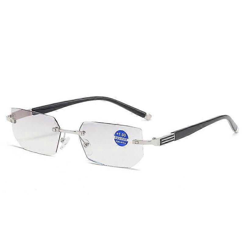 Lunettes de lecture unisexes Rimless Blue Light Blocking Reader Presbytie +1.0 ~ 4.0