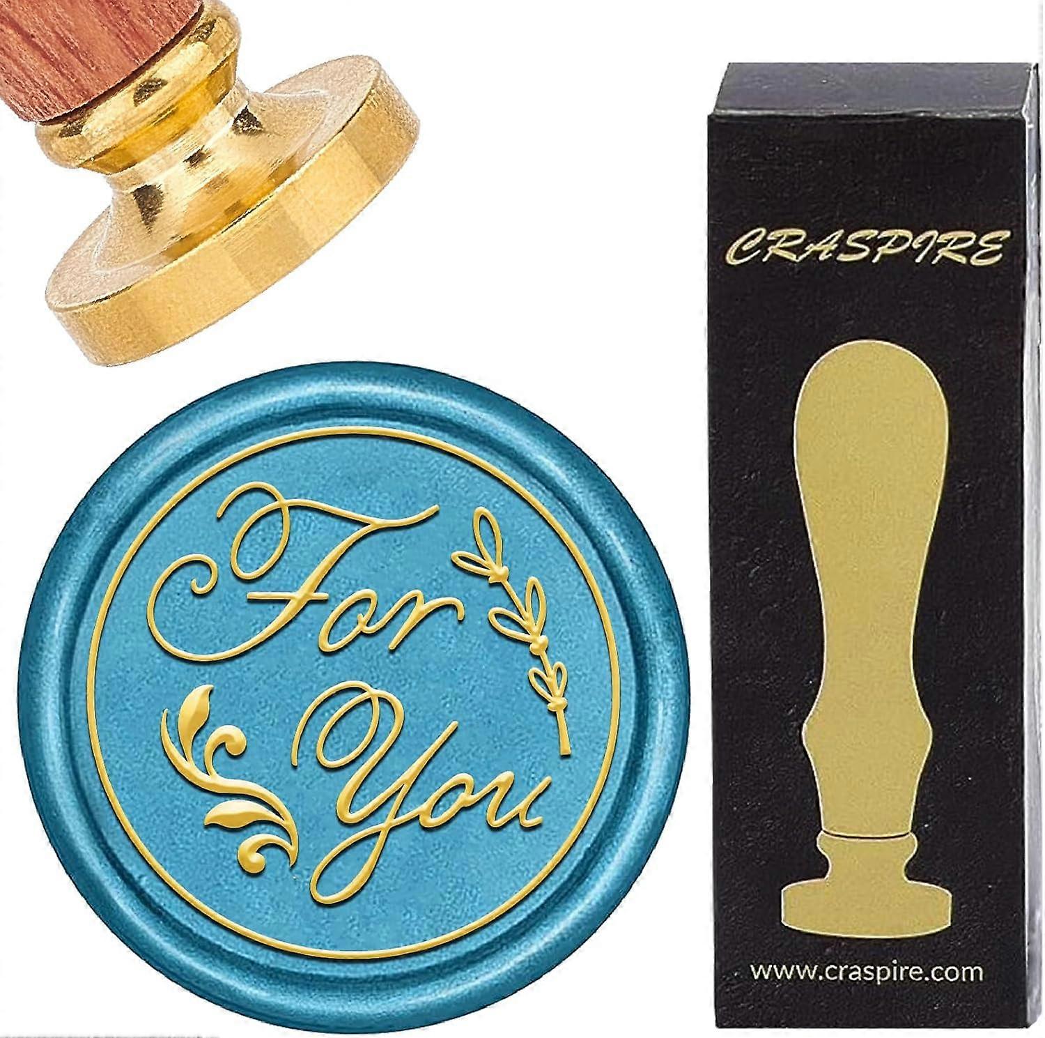 for You Sealing Wax Stamp Leaves Wax Seal Stamps Retro 25mm Removable Brass Head with Wooden Handle for Envelopes Invitations Cards Decoration DIY Scr