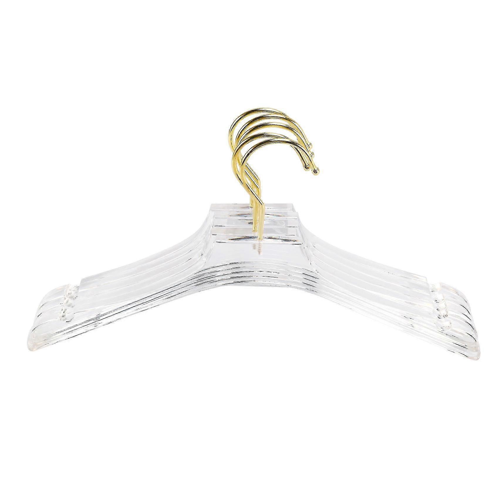 5 Pcs Clear Acrylic Clothes Hanger With Gold Hook,s