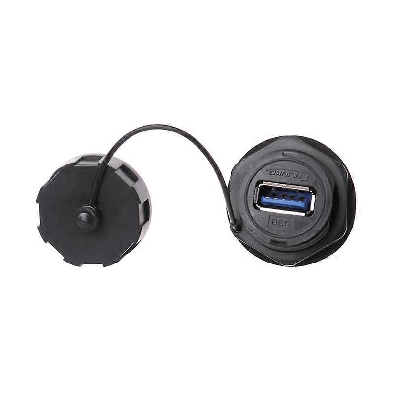 USB Female Socket Plug Panel Mount Adapter Waterproof Connector IPL7 With Cap