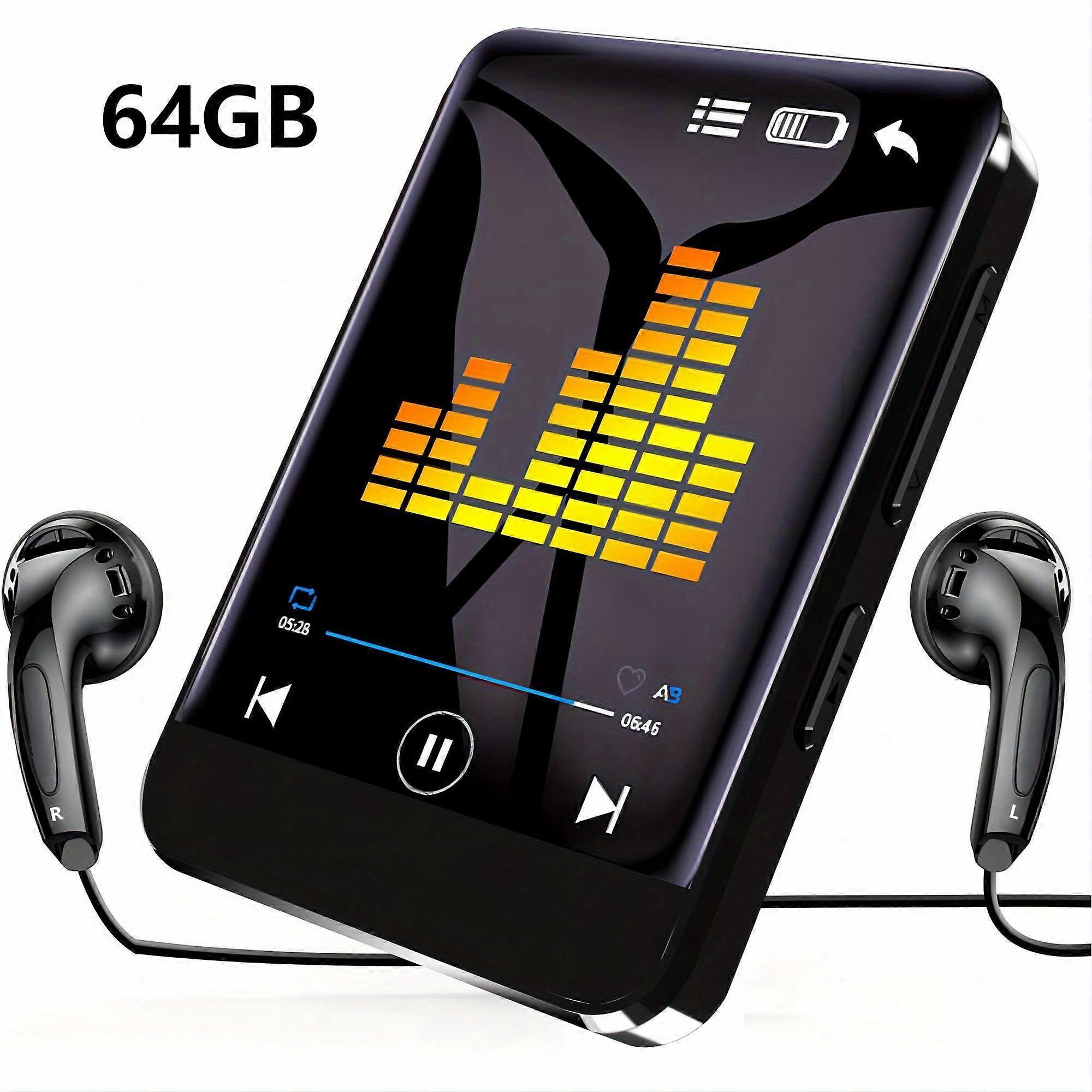נגן מוסיקה MP3 עם מסך מגע של 64GB עם רמקול HD, רדיו FM, מקליט, ספר אלקטרוני והשמעת וידאו - אידיאלי לספורט ולנסיעות