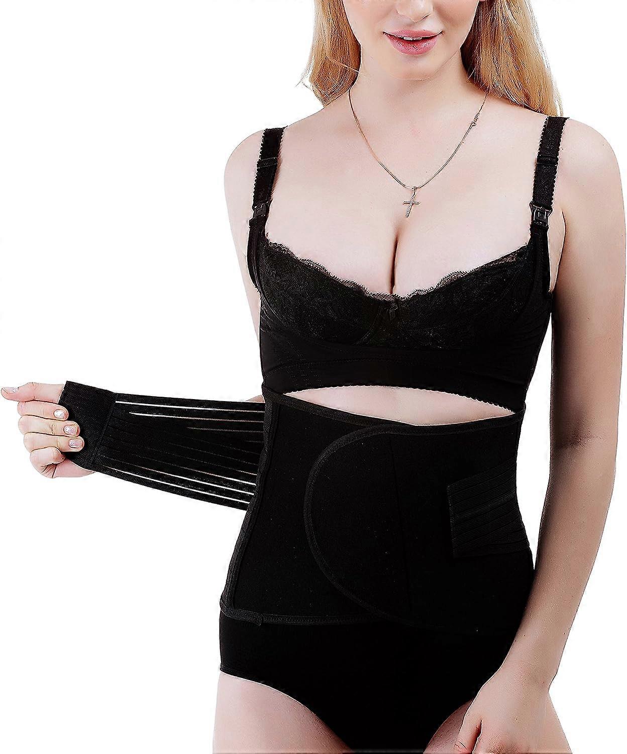 Postpartum Belt(Black,XXL),Abdominal Elastic Corset Belt with Back Support, Post Surgery Recovery Belt. Breathable, comfortable and adjustable with Do