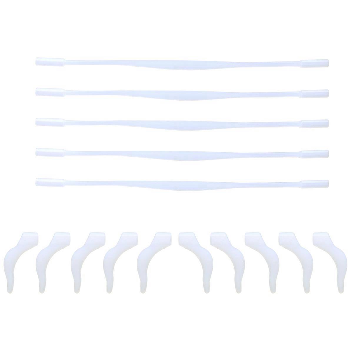 5 Sets of Anti-slip Elastic Silicone Kids Children's Eyewear Retainer Eyeglass Headband Sunglass Holder Strap Cord and Anti-slip Temple Tips Ear Hook