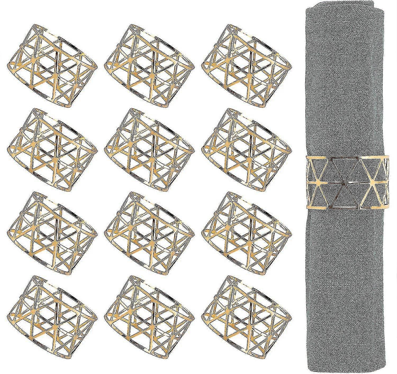 Napkin Rings,12pcs Gold Napkin Rings, Napkin Ring Holders For Dining