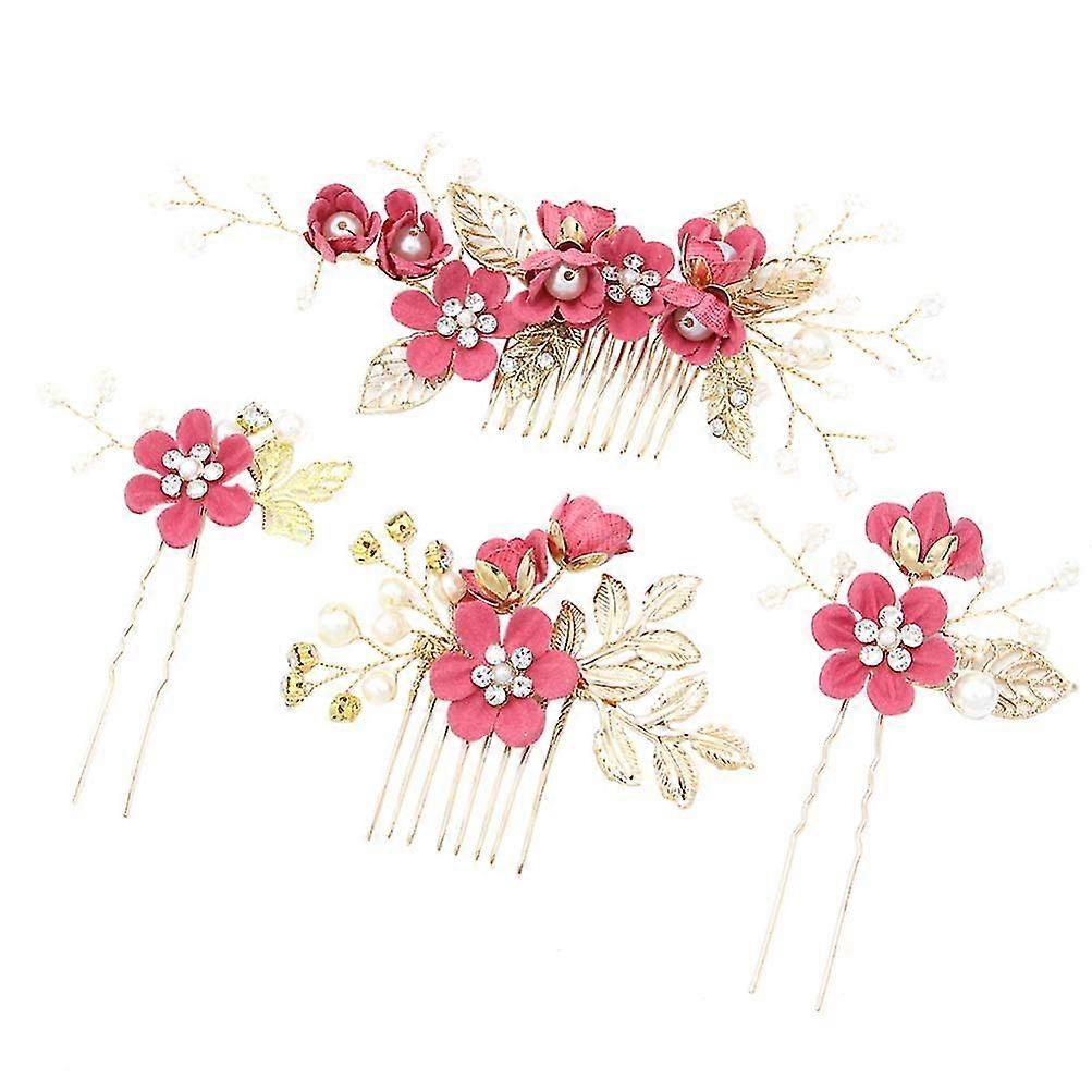 Perles Fleur Tête Pin Casque (Rose)