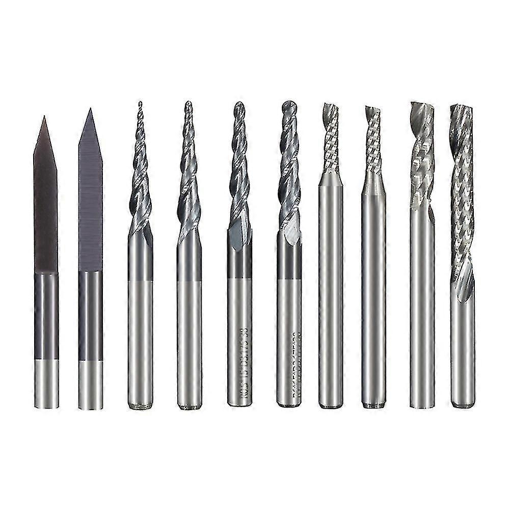 Milling Cutter 10pcs 3.175mm Shank Solid Carbide Engraving Bits Cnc Router Bits For Carving Carbide-yvan