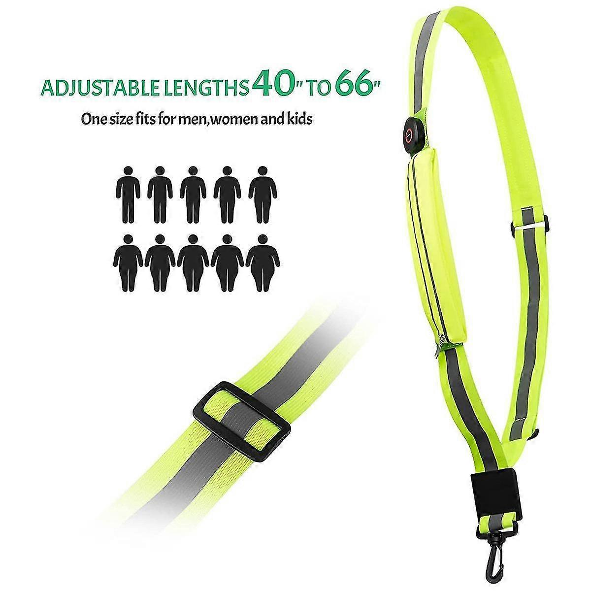 Led Reflective Belt Sash For Walking At Night,rechargeable Led Running Belt For Runners Walkers,blue