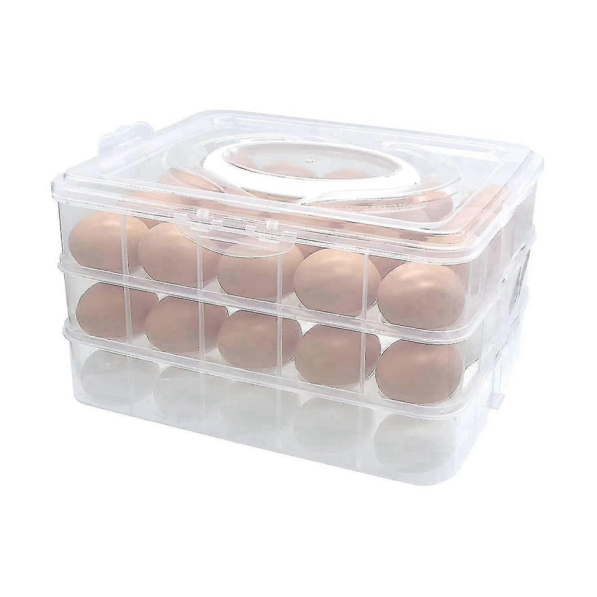 Egg Holder For Refrigerator,3-layer Deviled Egg Containers With Lid,deviled Egg Platter Carrier Wit