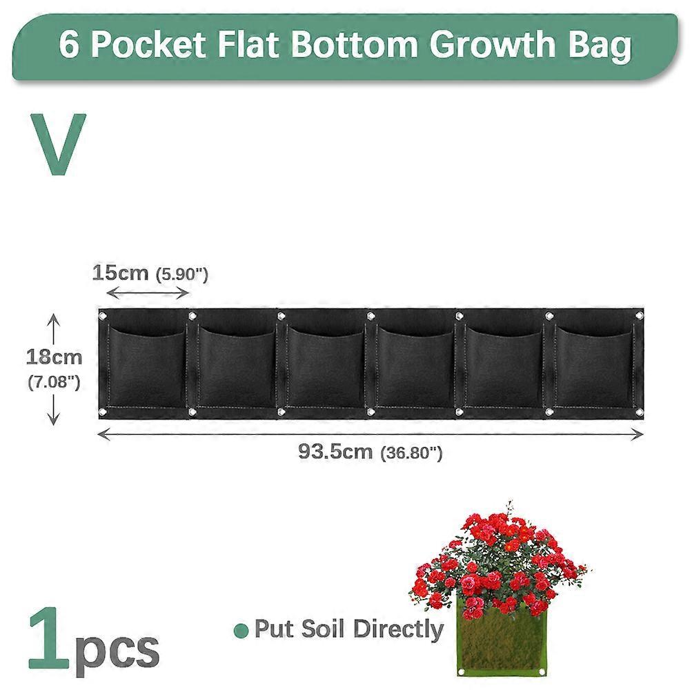 Vertical Plant Growing Kits Bags Wall-Mounted Hanging Flower Pots Flat Bottom Pouch Pockets Nonwoven Fabric Flower Potting Container