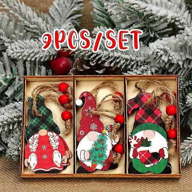 Christmas Gnome Wooden Pendant Merry Christmas Decorations For Home 2023 Cristmas Ornament Xmas Gift Navidad Happy New Year 2024