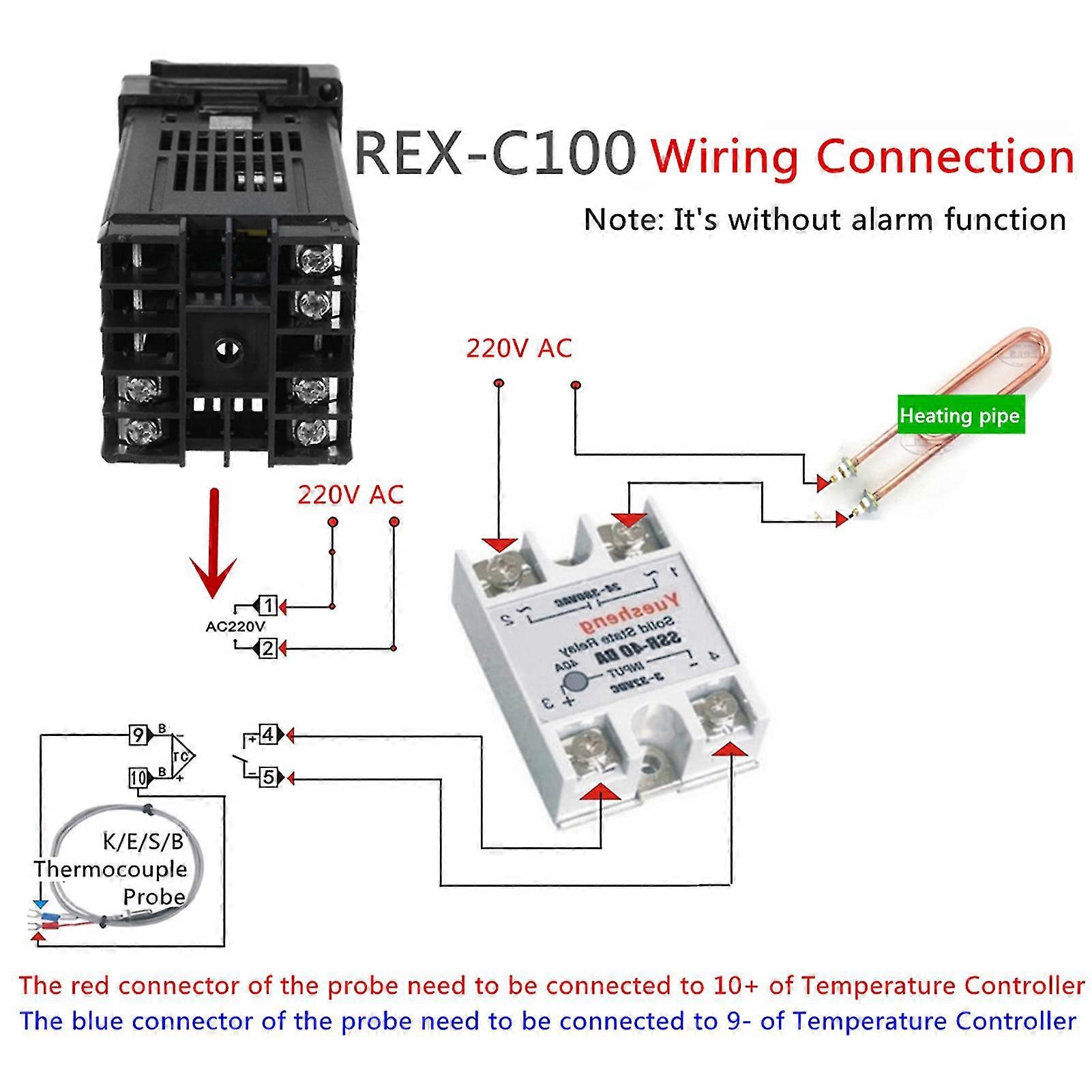 Digital Lcd Pid Rex-c100 Temperatura Controller Set + K Termocuplu + Max.40a Ssr