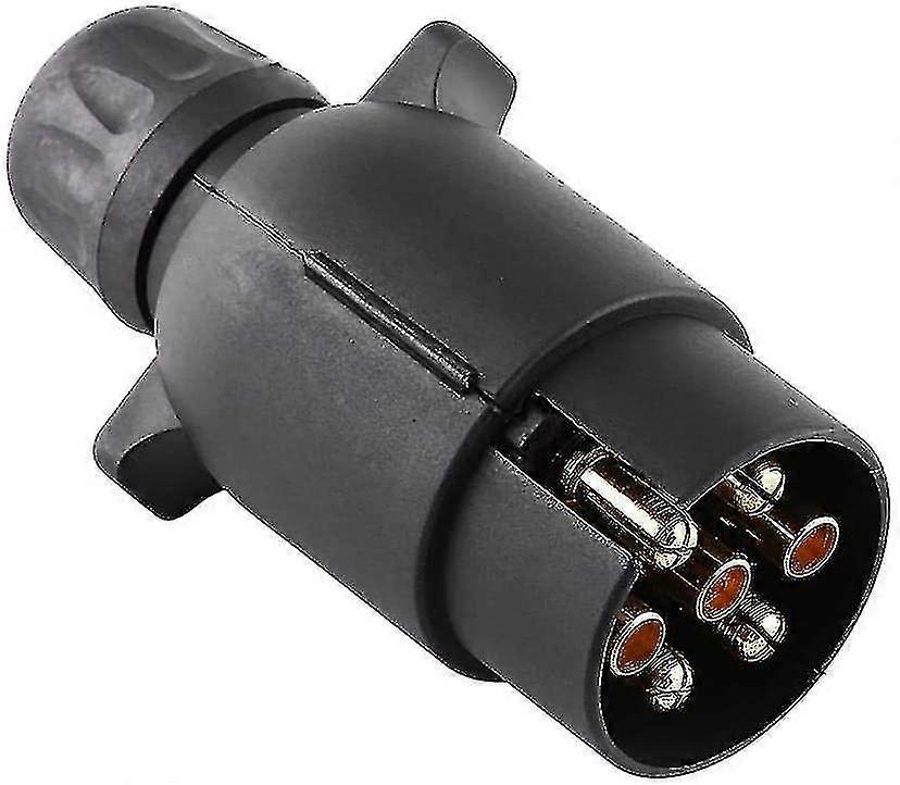 תקע קרוון 7 פינים, תקע נגרר חשמלי 12v, מתאם מחבר חיווט 7 מוטות מפלסטיק (2pcs, שחור)