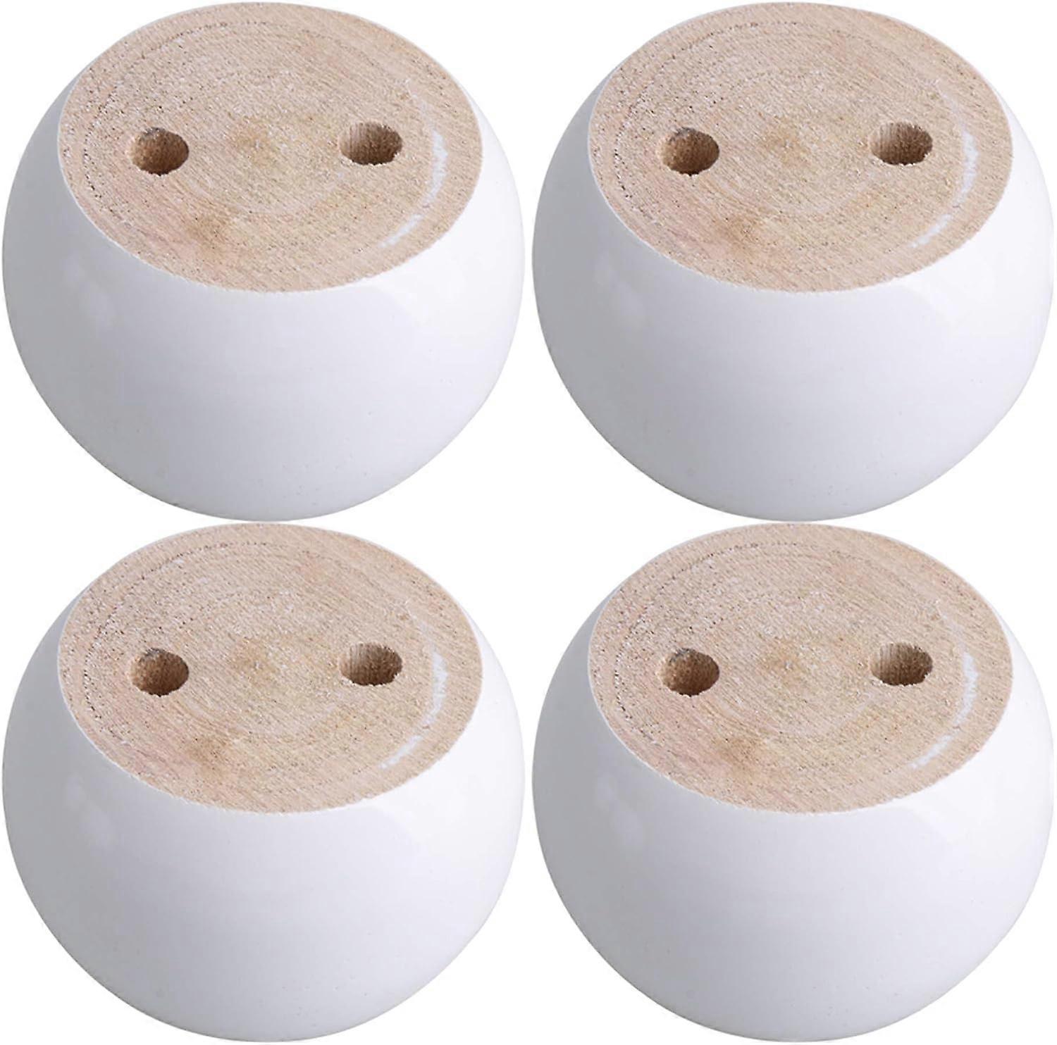 Set of 4 round furniture legs in white eucalyptus 8 x 8 x 5 cm Can support a weight of approximately 100 kg