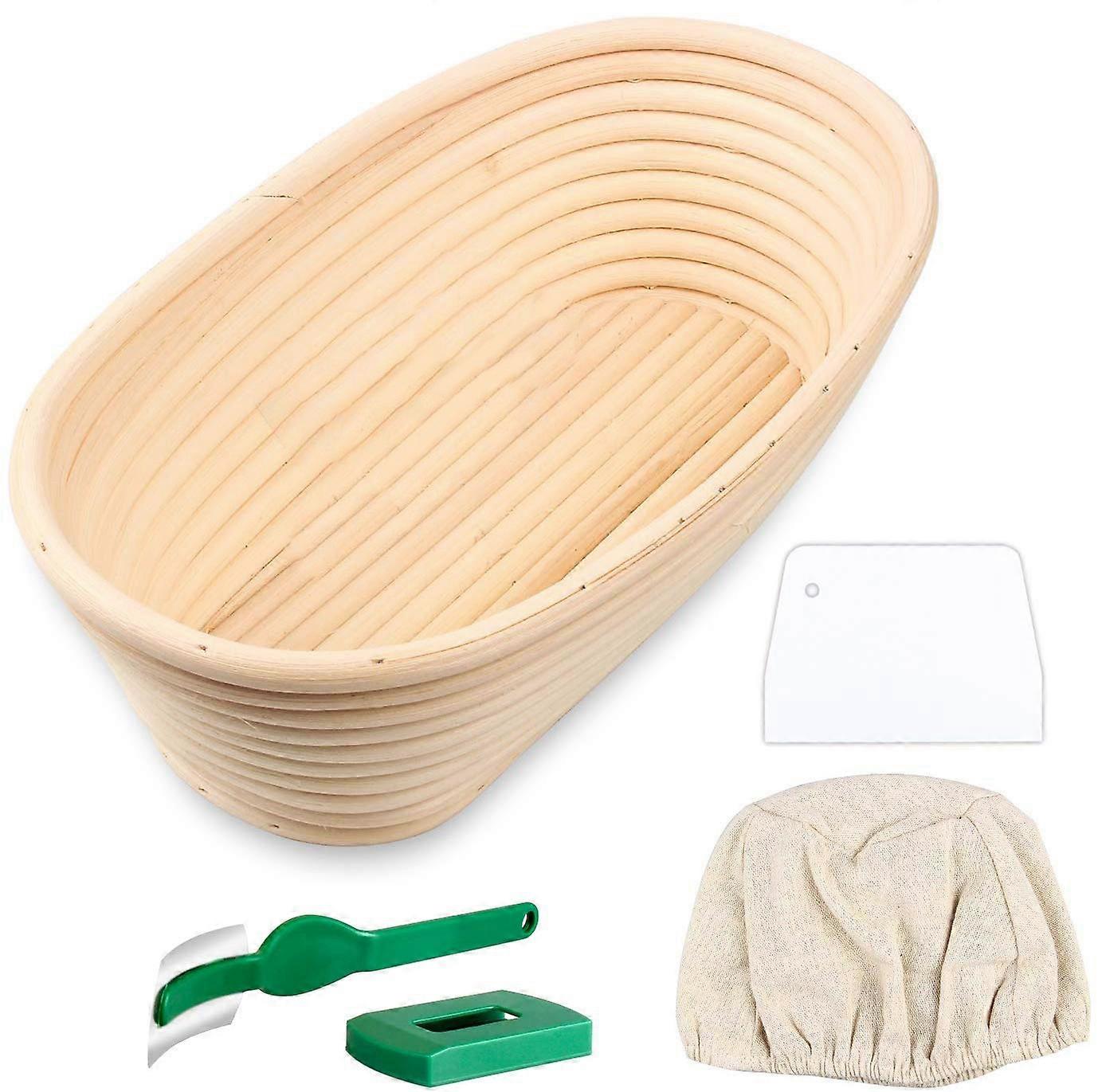 Oval Bread Proofing Basket, Handmade Banneton Bread Proofing Basket Brotform with Bread Lame, Dough