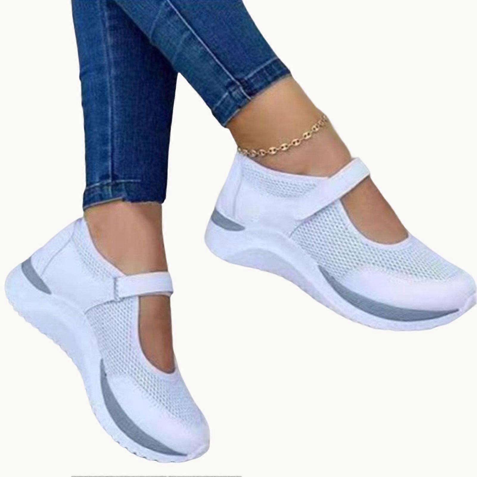 Kadın Fitness Spor Egzersizi İçin Kanca Ve Loop Tokalı Flyweaving Ayakkabıları ile Yaz Yürüyüş Ayakkabıları