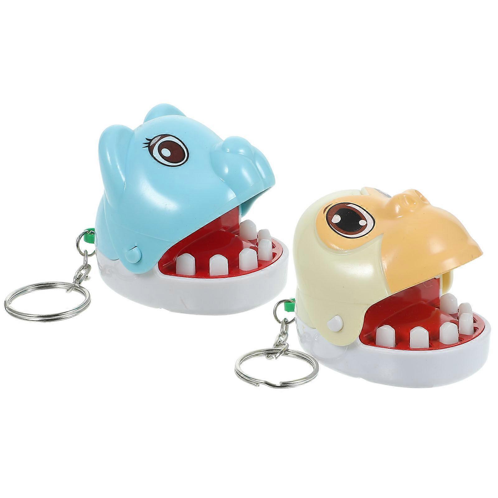 2pcs Teeth Toy Game Keychain for Kids Cute Animal Biting Finger Toy With Keychain Animal Teeth Toy Random Style
