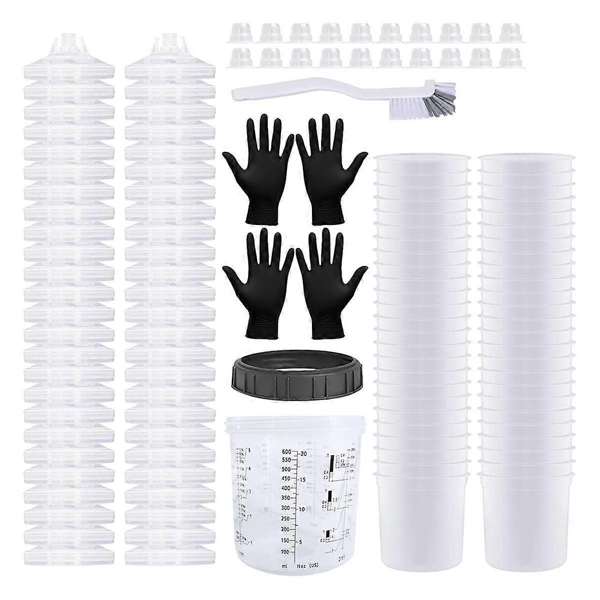 自動車用塗料用使い捨て塗料ミキシングカップキット - HVLP スプレーガン、20 オンス (600ml) 標準キット