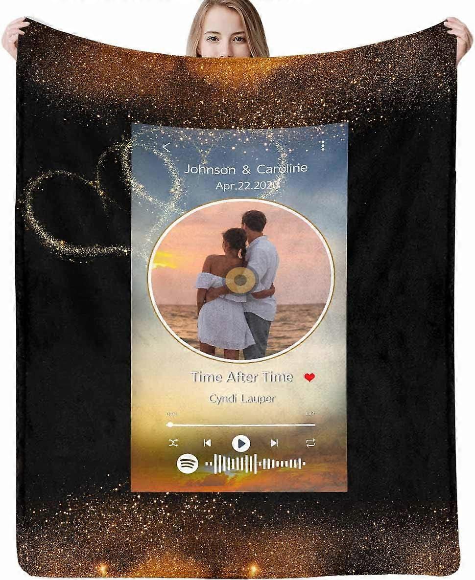 بطانية موسيقية مخصصة من Spotify Code ، بطانيات مخصصة مع صور لمحبي الأزواج ، بطانيات الفانيلا المخصصة باستخدام صور العائلة والأصدقاء
