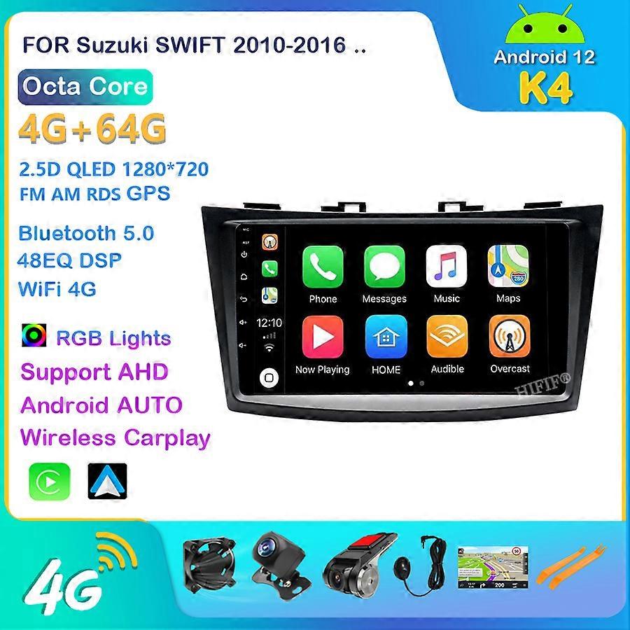 Android 12 Car Radio Player For Suzuki Swift 2010 - 2016 Navigation GPS WIFI Carplay Stereo Auto 8G 128G 9inch No DVD 2DIN