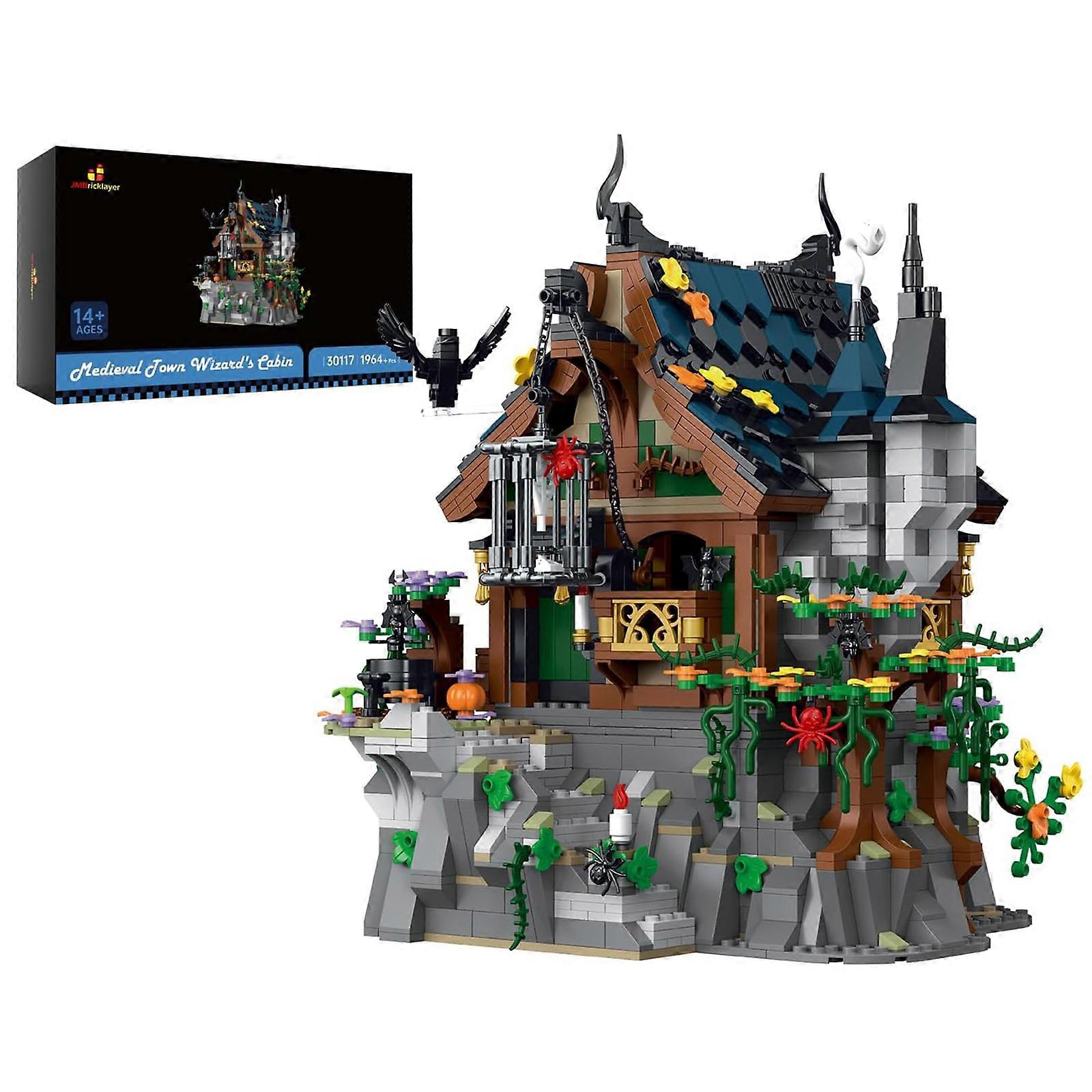 JMBricklayer Medieval Wizard's Cabin Building Set for Adults, Creative Architecture House Model Toys Castle Set, Collectible or Home Office Display, I