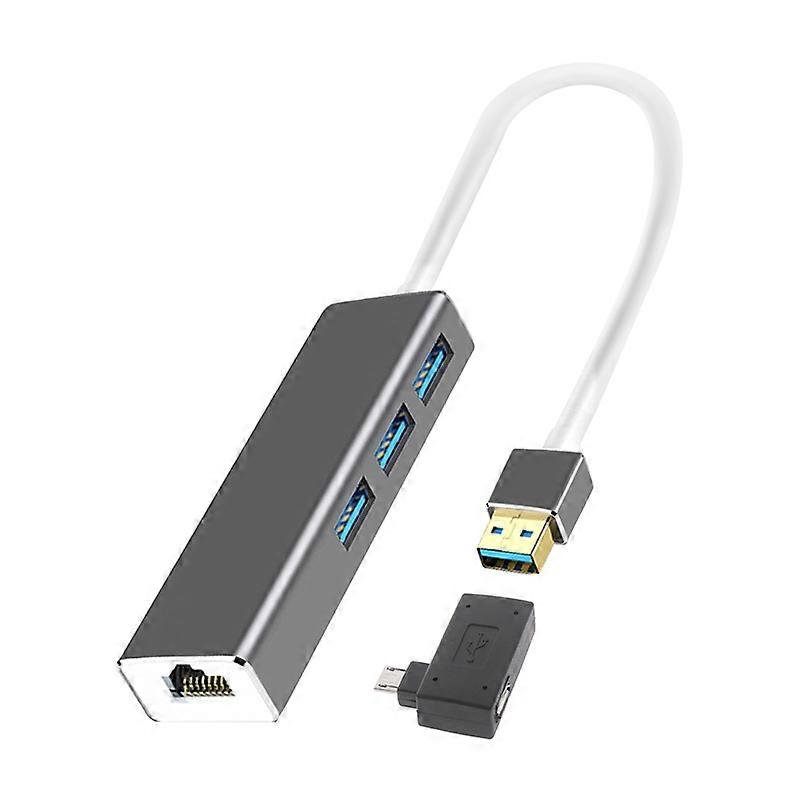 Ethernet Adapter High Speed 10/100Mbps Micro USB to RJ45 LAN Converter with 3 USB Hub OTG Adapter for Streaming TV Stick
