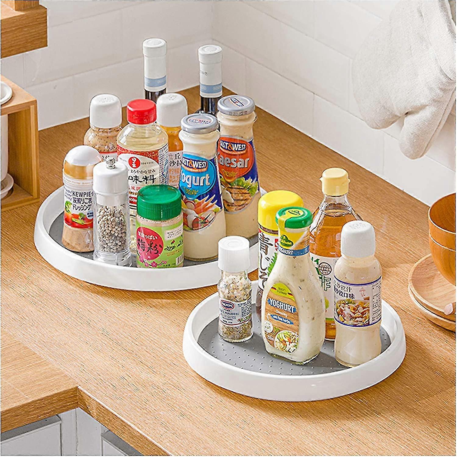 1 Pack Spice Carousel Spice Cabinet Spice Rack Kitchen Spice Carousel Rotating Spice Rack Rotating Tray Round Tray For Kitchen, Fridge, Cabinet, Table