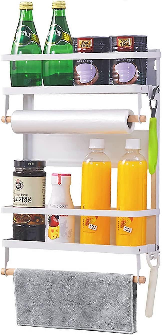 Magnetic Spice Dispenser Refrigerator Shelf-Paper Towel Holders With Peeler Door