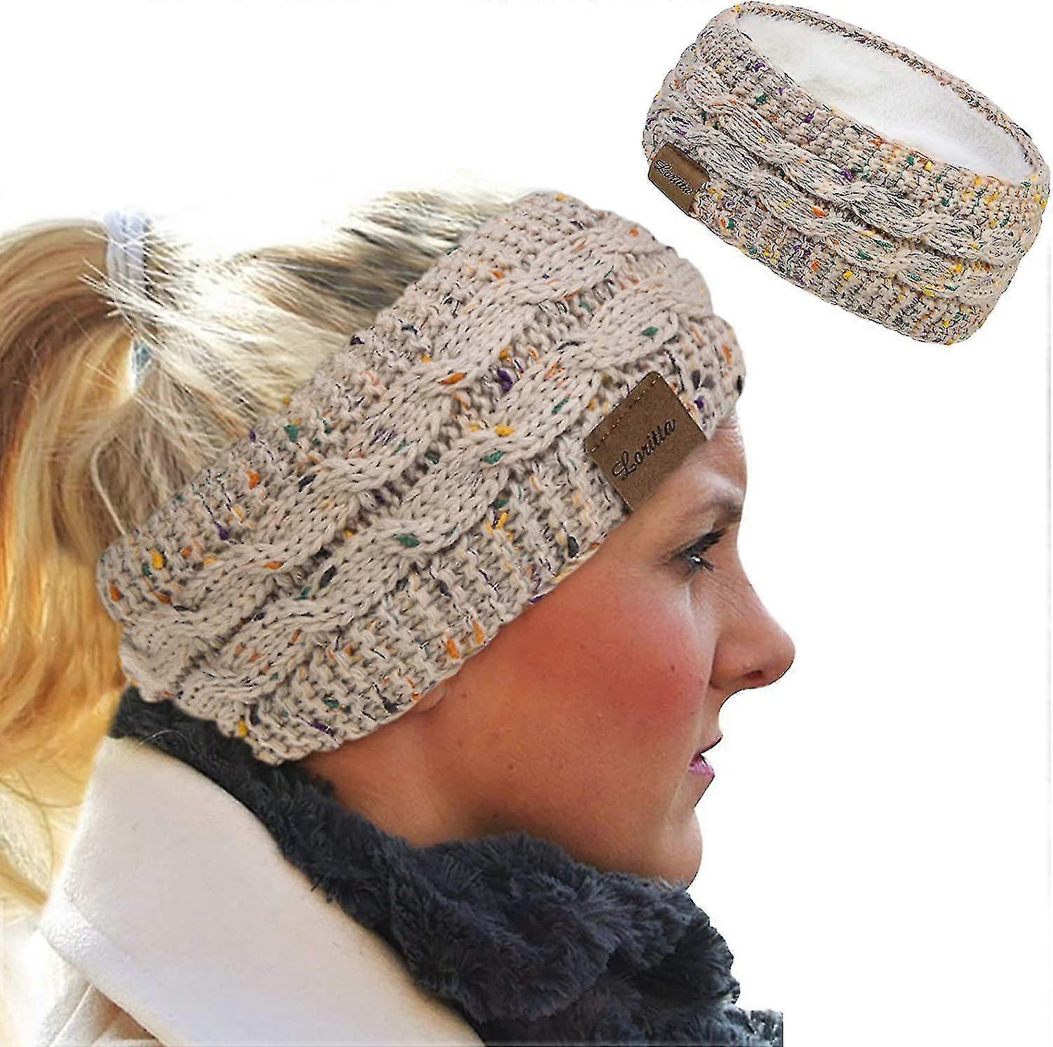 Winter Headbands For Women Wool, Ear Warmers For Women Headband Knit Thick Fleece Lined, Winter Warm Ear Muffs