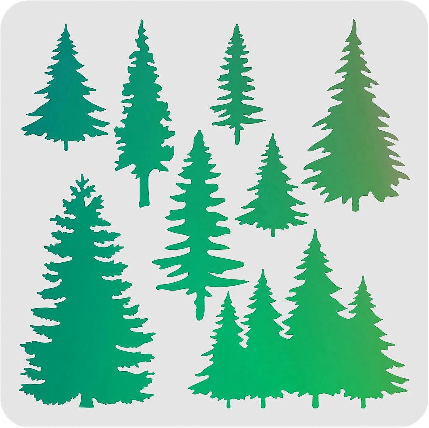 Tree Stencils Wall Decoration Template 11.8x11.8 inch Plastic Tree Drawing Painting Stencils Templates Square Reusable Stencils for Painting on Walls