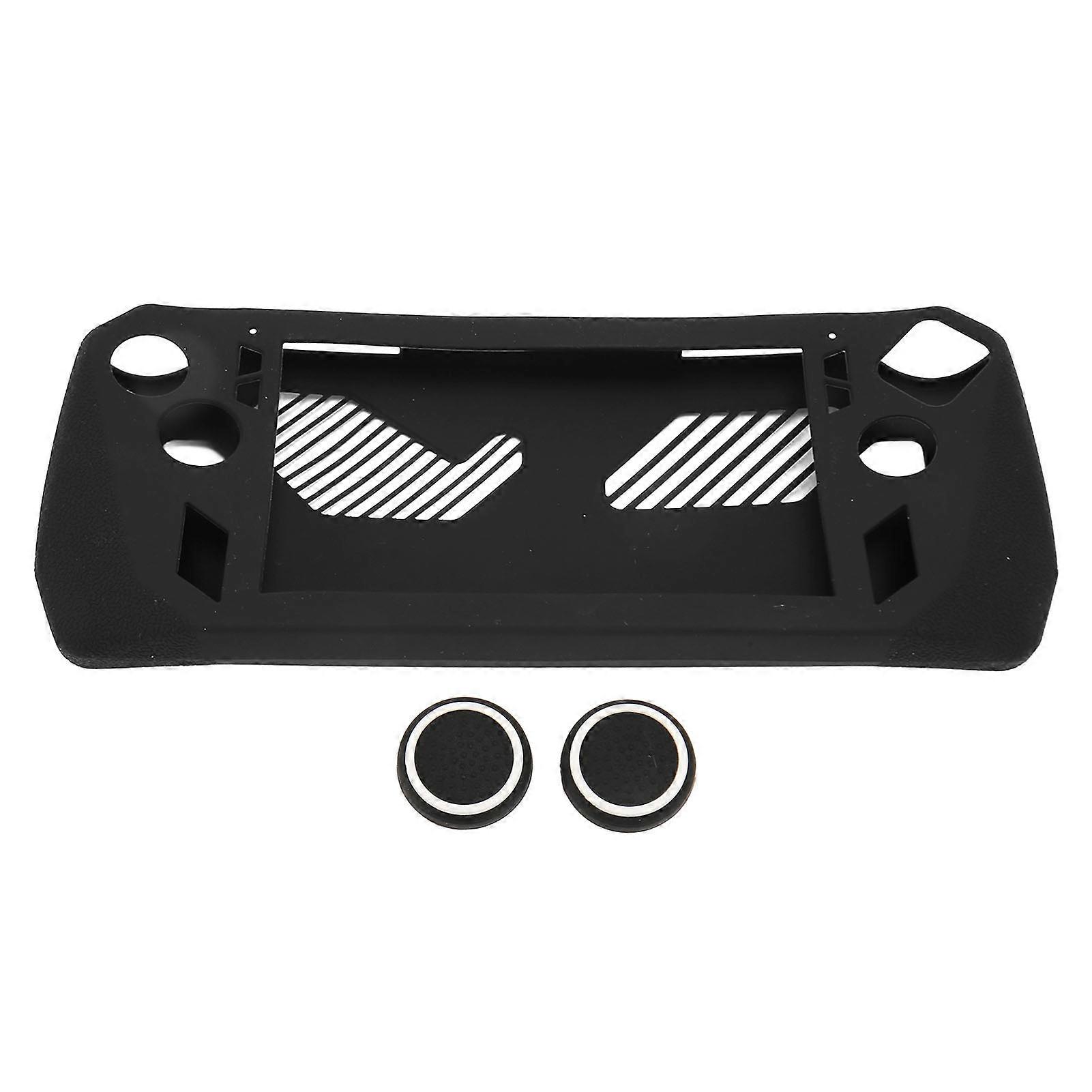 Game Console Protective Case Silicone Soft Protective Cover for Asus Rog Ally with Rocker Cap Black