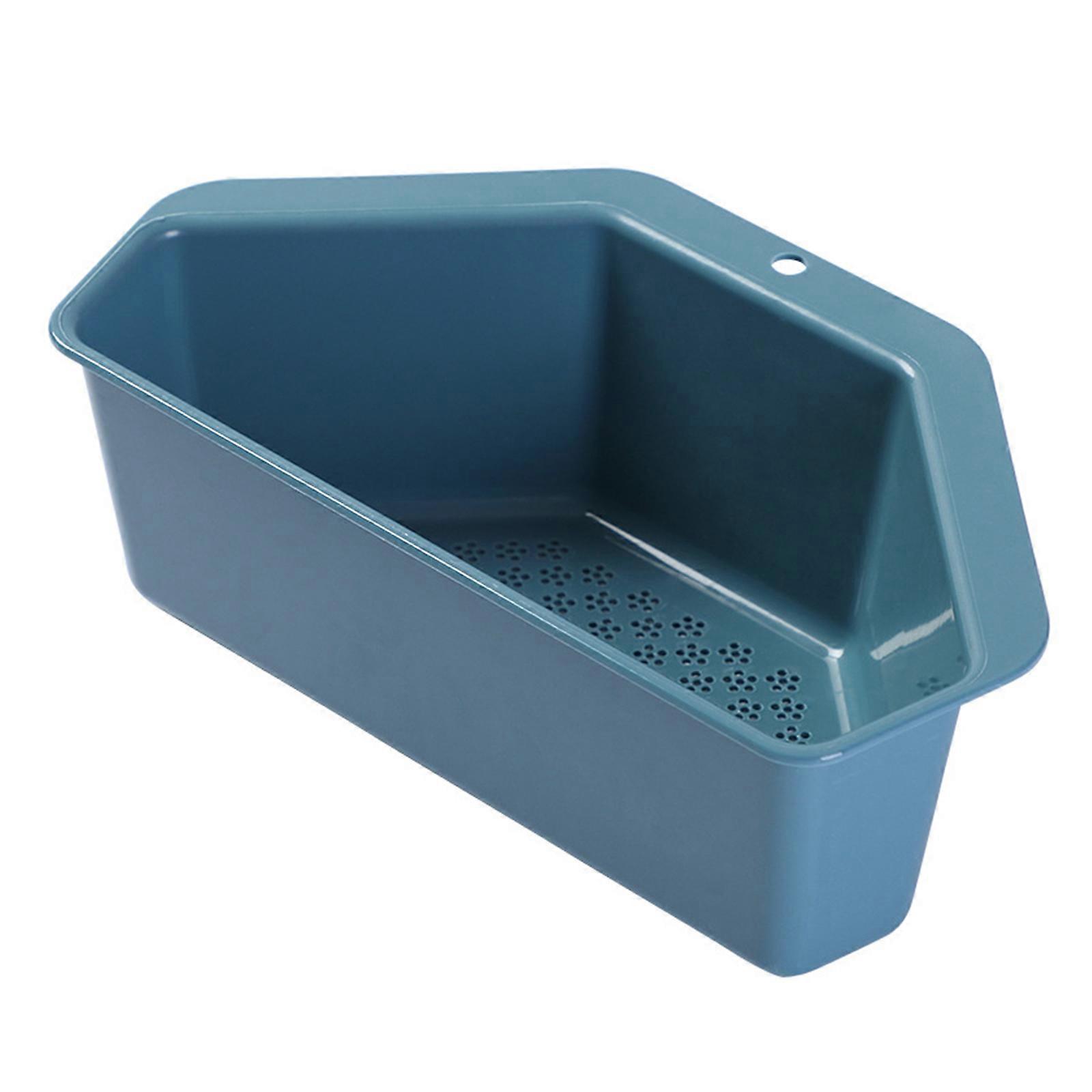 Blauwe driehoekige afvoermand