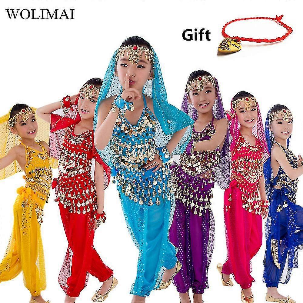 Kids Belly Dance Costumes Set Oriental Dance Girls Belly Dancing India Belly Dance Clothes Bellydance Child Kids Indian 6 Colors