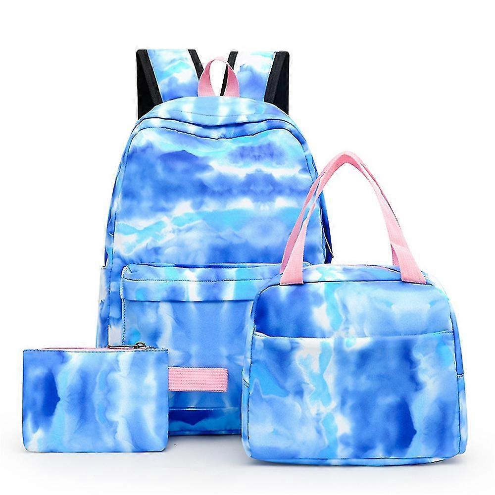 School Bag Sets For Girls, 3 In 1 Children Backpacks Lightweight Colorful Rucksack, Tie Dye Schoolba