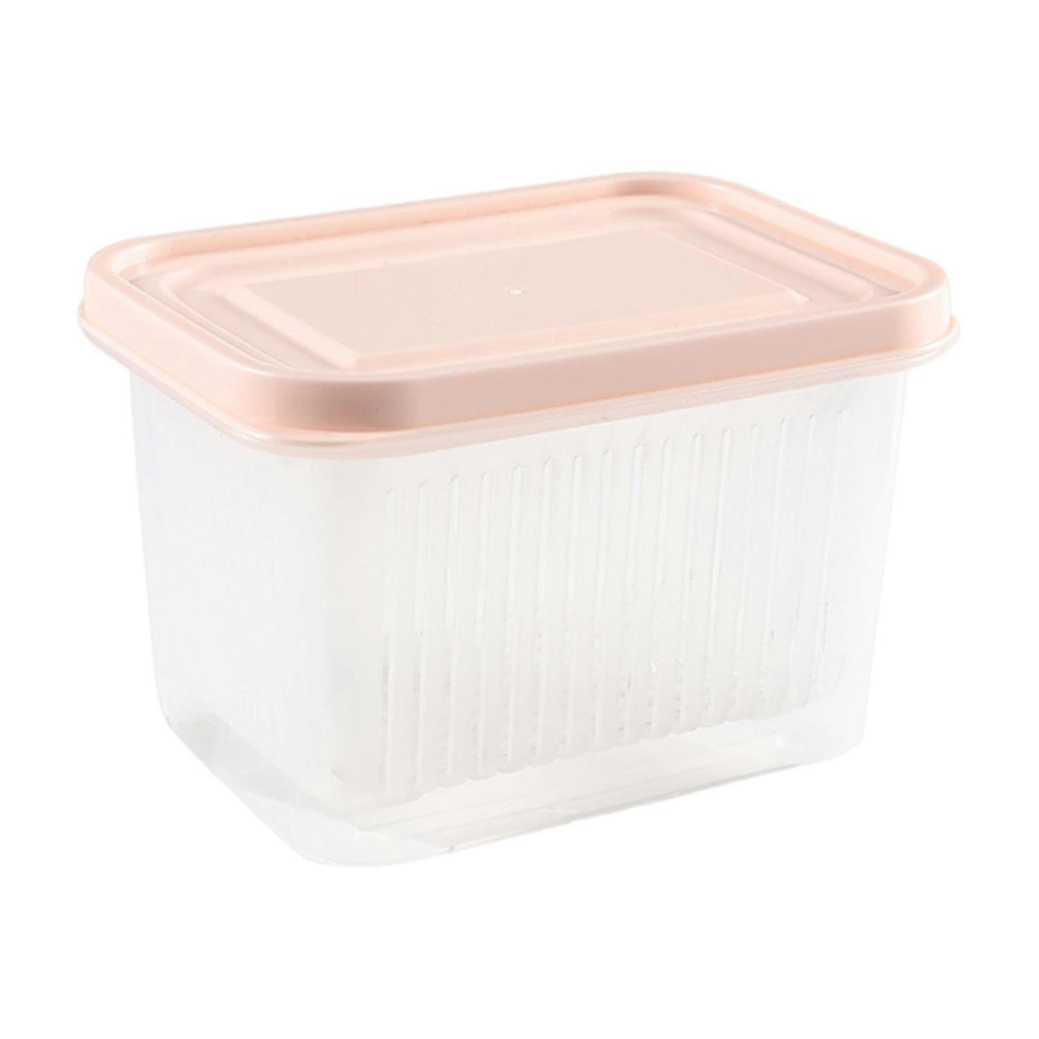 Fridge Organizer BPA-Free with Lid Draining Basket Clear Fruit Vegetable Storage Container