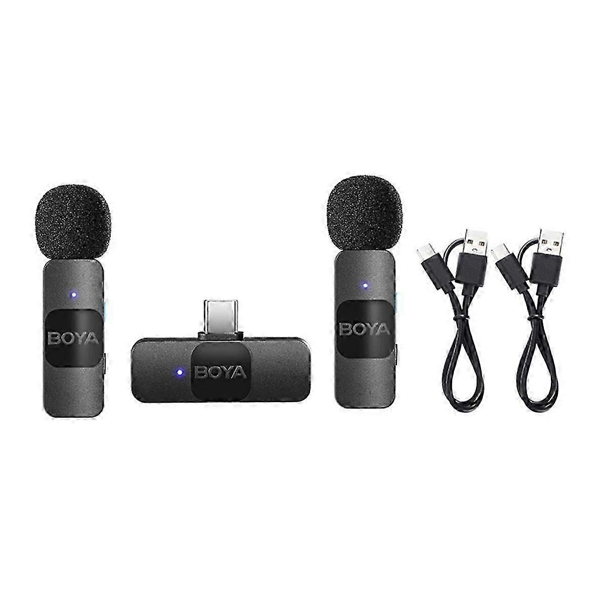 By-v20 Wireless Lavalier Mikrofon für Live-Stream, Vlogger, Interview 2,4 g 50 m Übertragungsclip-