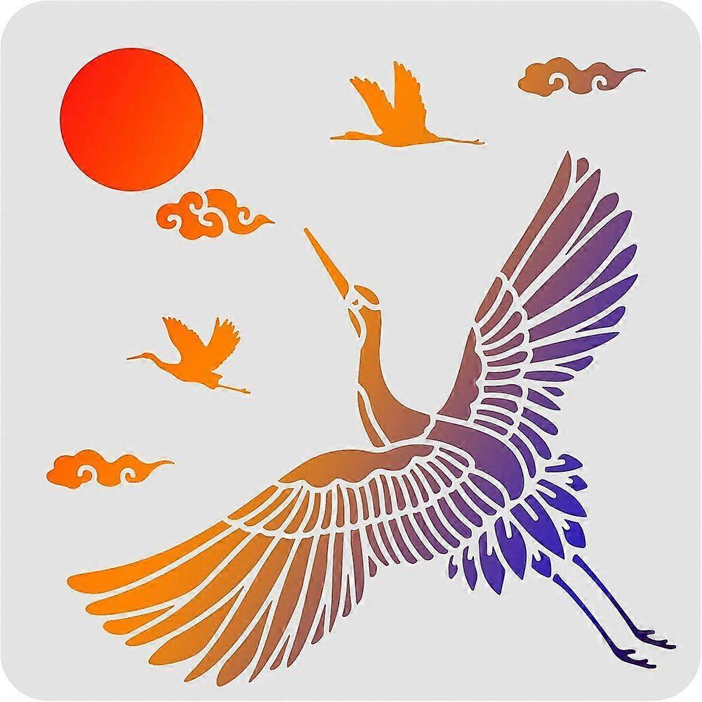 1pc Plastic Reusable Drawing Painting Stencils Templates for Painting on Scrapbook Fabric Tiles Floor Furniture Wood Square Bird Pattern 300x300mm