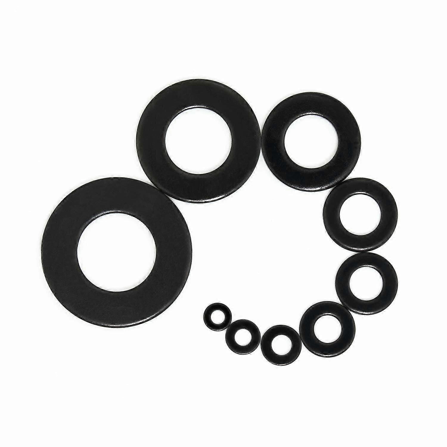 580Pcs Black Nylon Flat Washer Assortment Kit M2 M2.5 M3 M4 M5 M6 M8 M10 M12 Plastic Plain Spacer In