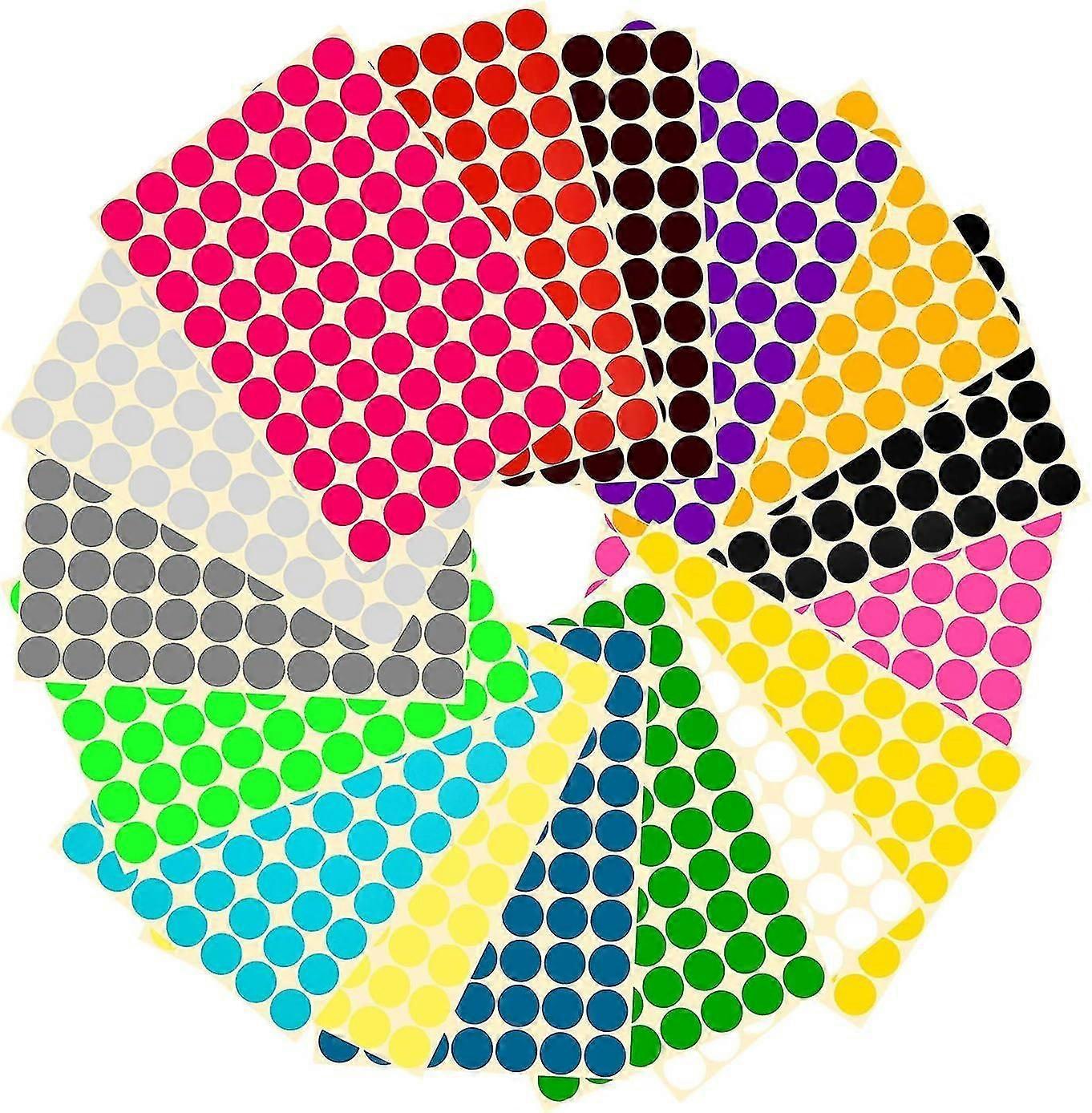 16 Sheet 19mm Color Coding Labels Round Dot Stickers (16 Colors)
