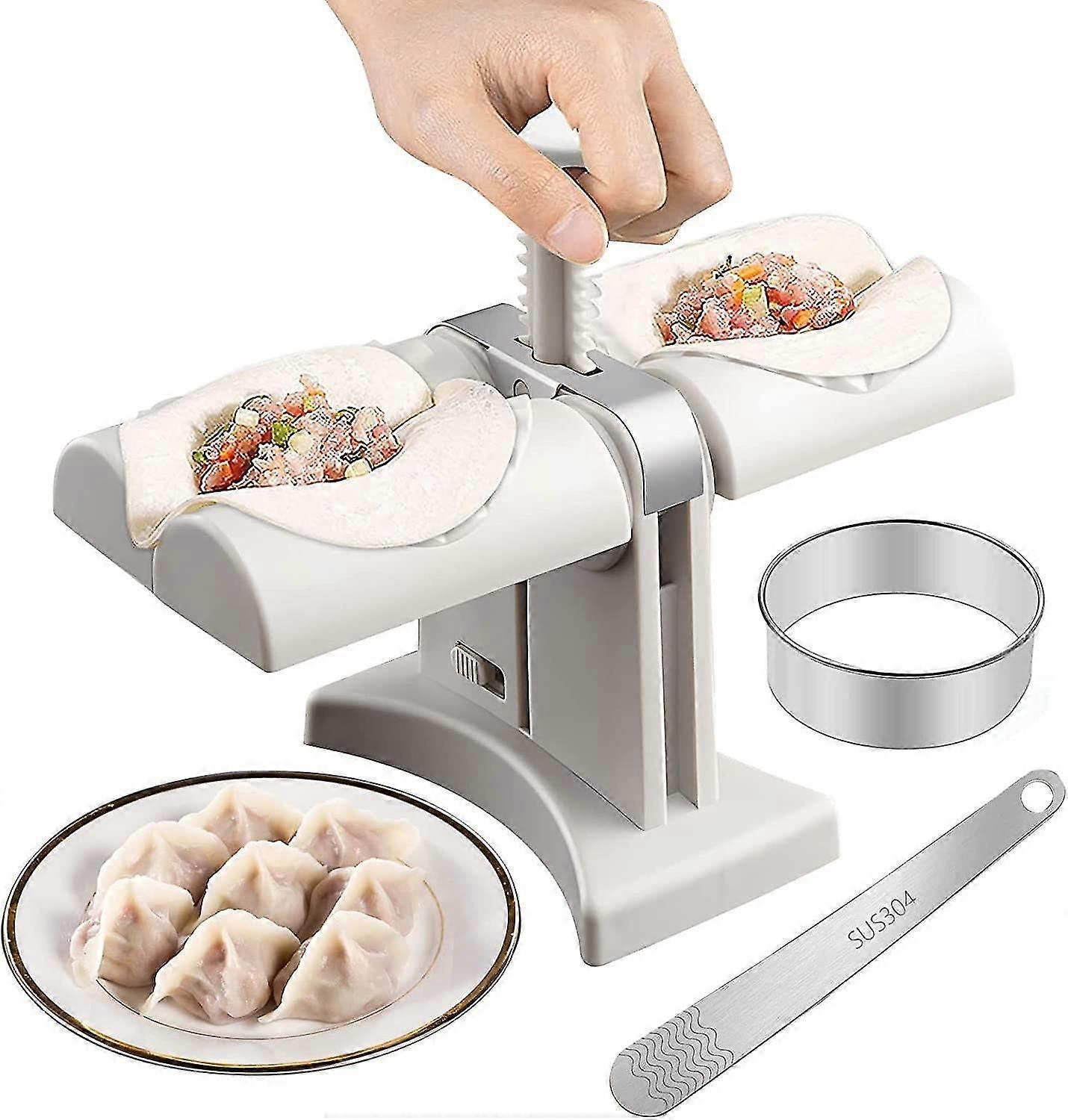 Dumpling Maker Machine Household Double Head Automatic Dumplings Maker, Quick Dumpling Ravioli Press Maker Tools With 1 Dumpling Skin Wrapper Mold Stu