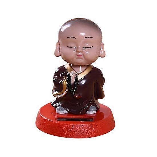 Solar Power Lovely Swing Head Cartoon Monk Interior Car Dashboard Ornament Gift