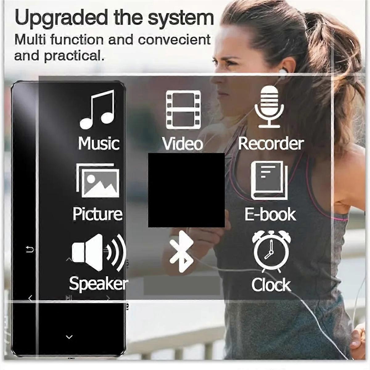 MP3 Bluetooth Music Player with Touch Key HiFi Video Recorder/Browser/E-Book Sport for Built-in Speaker Pink