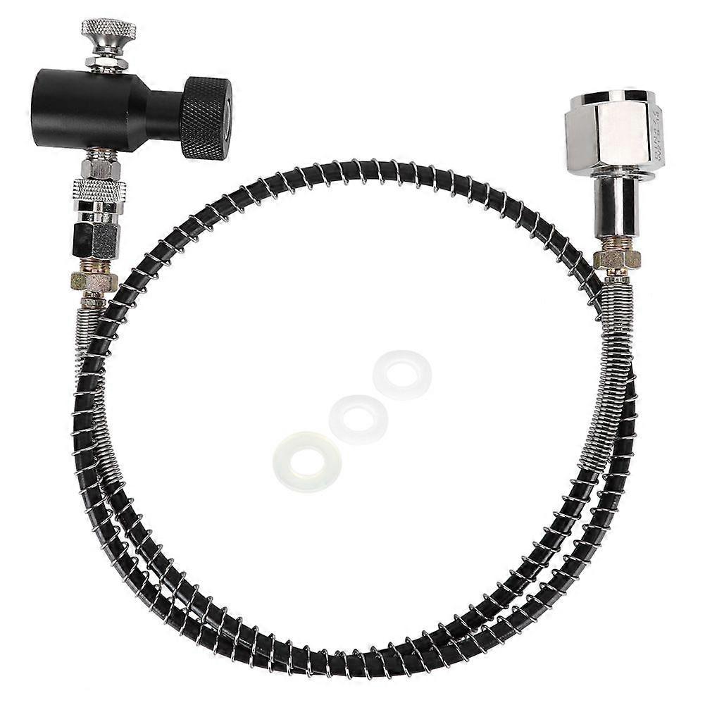 DIN477 36in Spring Hose Electroplate CO2 Adapter Kit with Release Valve Black ASA for SodaStream