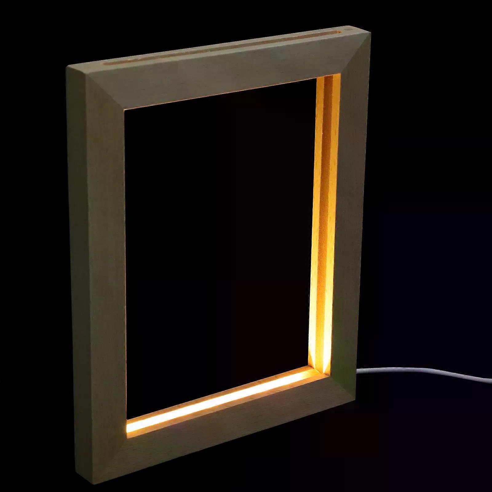 Table Display Stand Rustic Decor Glowing Photo Frame Wooden Holder Artistic Picture