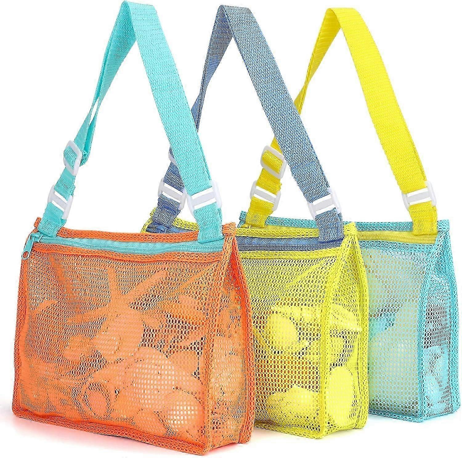 Beach Toys Mesh Beach Bags Kids Shell Collection Beach Toys Beach Toys Boys And Girls Swimming Accessories (bag Only, Set Of 3)