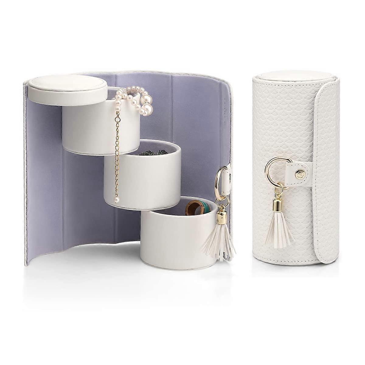 Leather Jewelry Box for Travel - Compact Organizer with Multiple Compartments, Soft Interior, and Zipper Closure