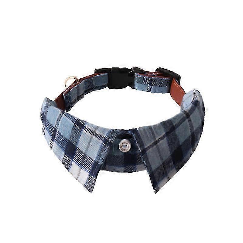 British Style Plaid Dog Collar with Button Design, Stylish Pet Accessory