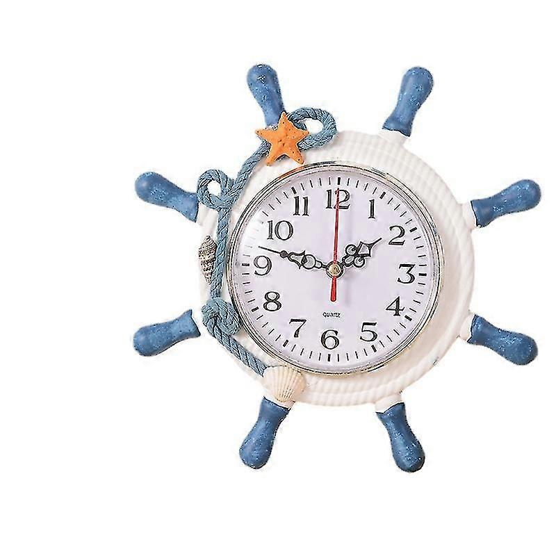 Wheel Wall Clock Decoration Nautical Silent Wall Clock With Rope Decor Ticking