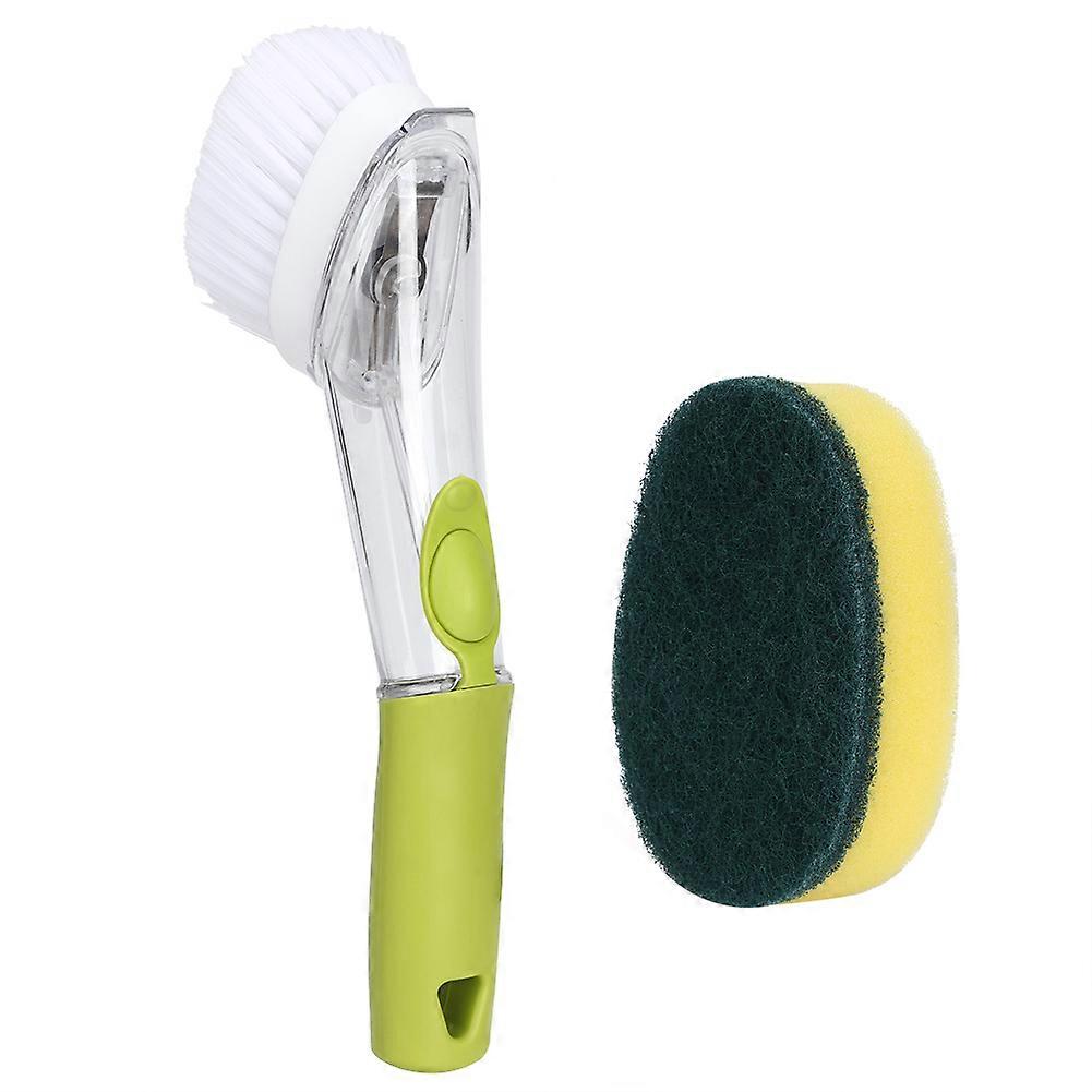 Multi-Function Dishwashing Brush Long Handle Pot Brush Bowl Washing Scrubber Add Detergent Cleaning BrushGreen
