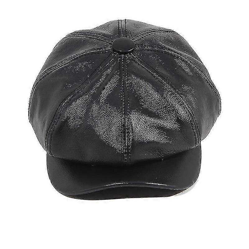 Homme Vache Newsboy Casquette - Marron Cuir Véritable Octogonal Cowskin Automne Wi British Style Fashion Beret
